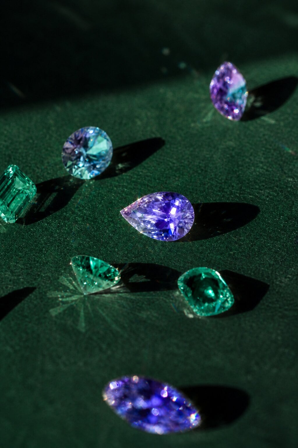 Rough coloured stones, personally sourced before setting